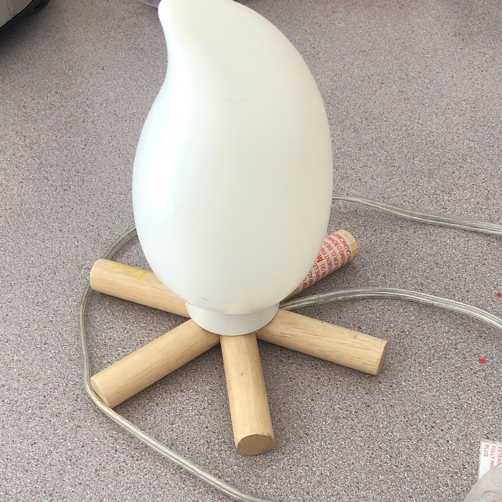 Crate & Barrel Campsite Nightlight Table Lamp with Wooden Base